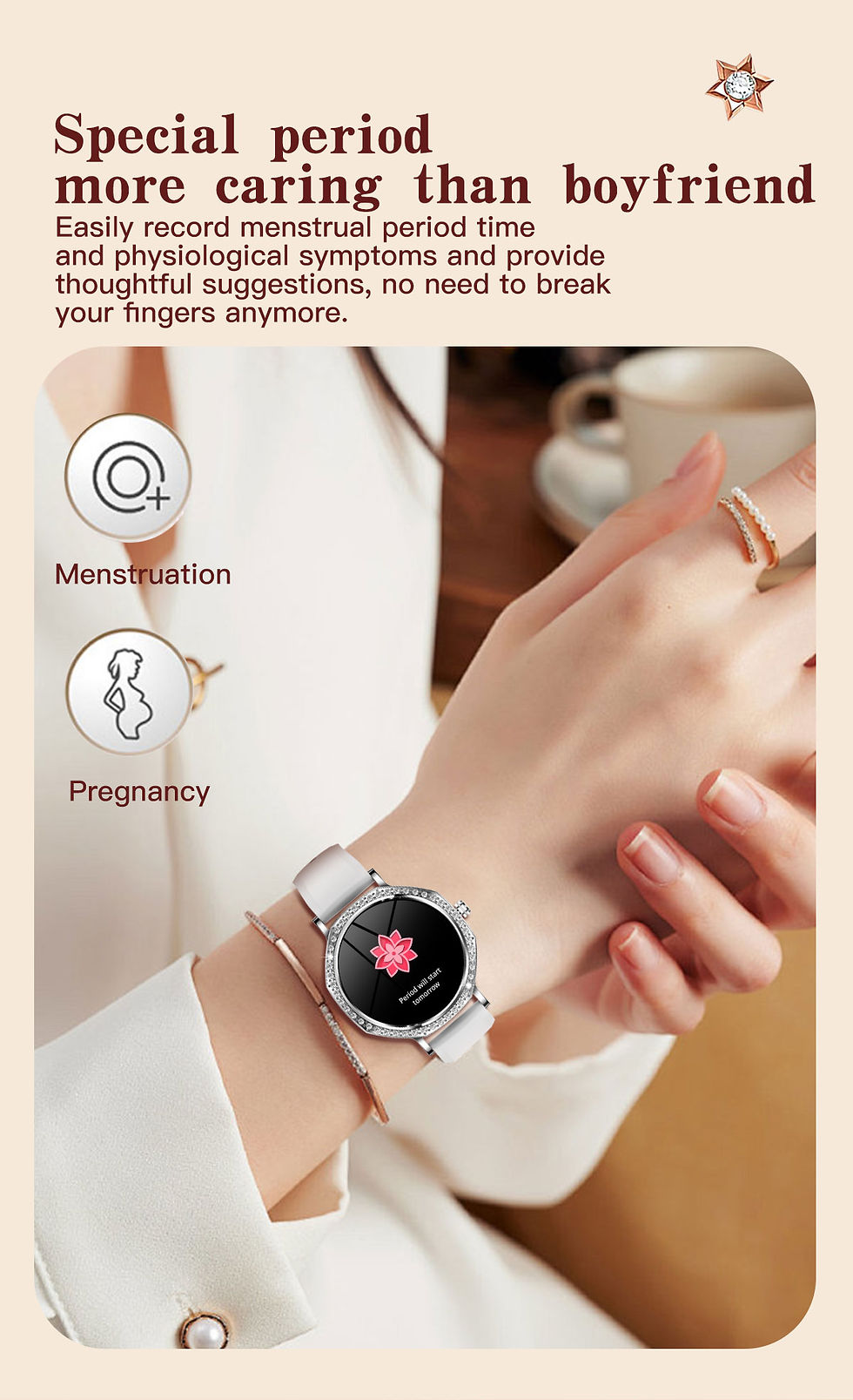 Thumbnail: Luxury Women's Smartwatches Diamond Dial Fashion Smart Watch Heart Rate Monitor 