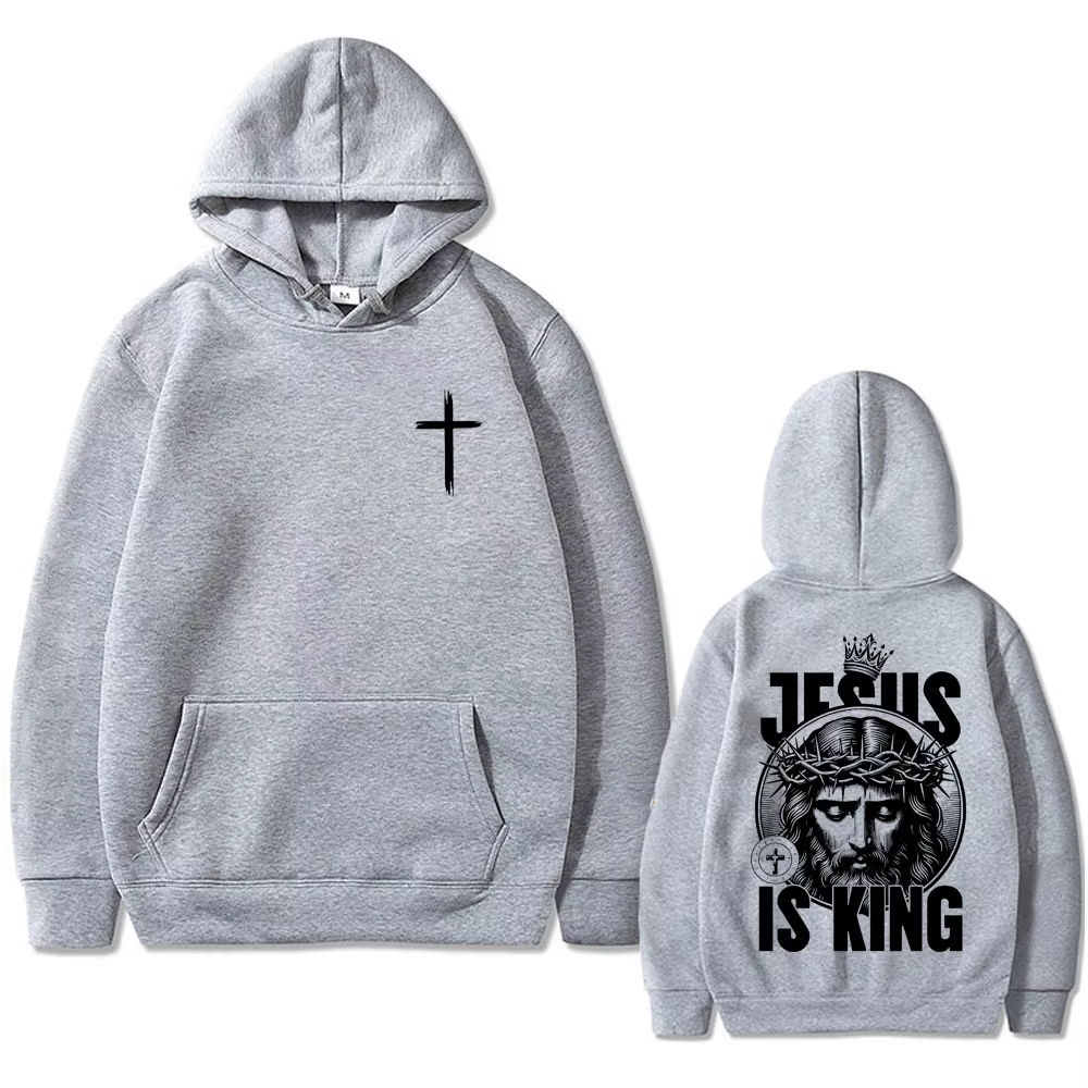 Christian Jesus Is King Graphic Hoodies Men Women Hip Hop Fashion Retro Oversize