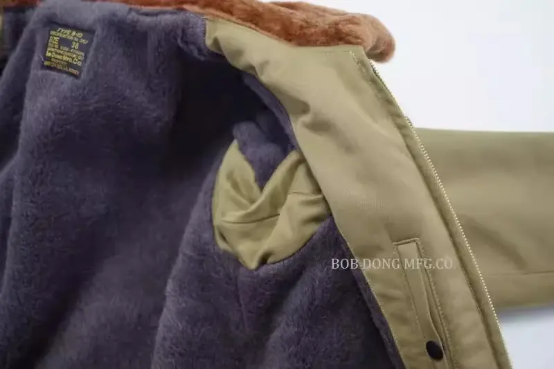Thumbnail: BOB DONG B-10 Bomber Jacket Vintage Style Flight Clothing Warm Wool Lined Short 
