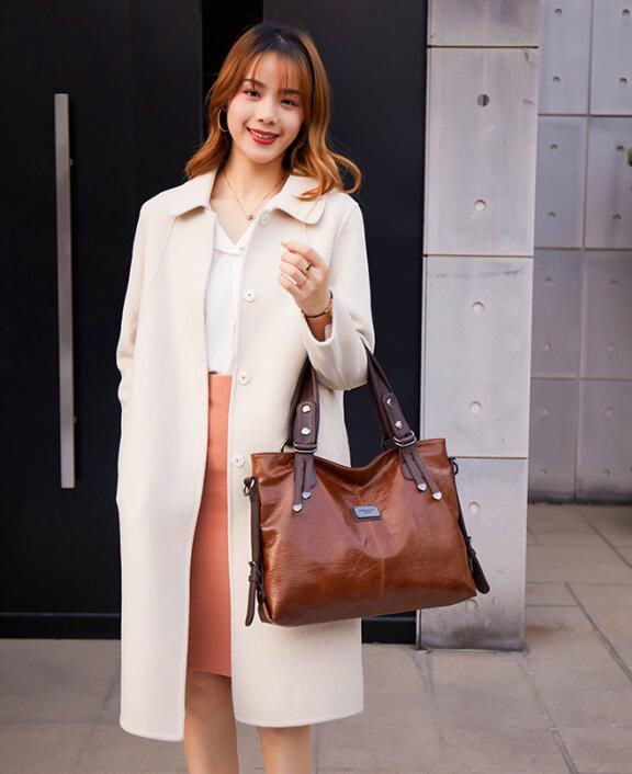 Thumbnail: Annmouler New Design Women Handbags Pu Leather Tote Bag Vintage Soft Shoulder Ba