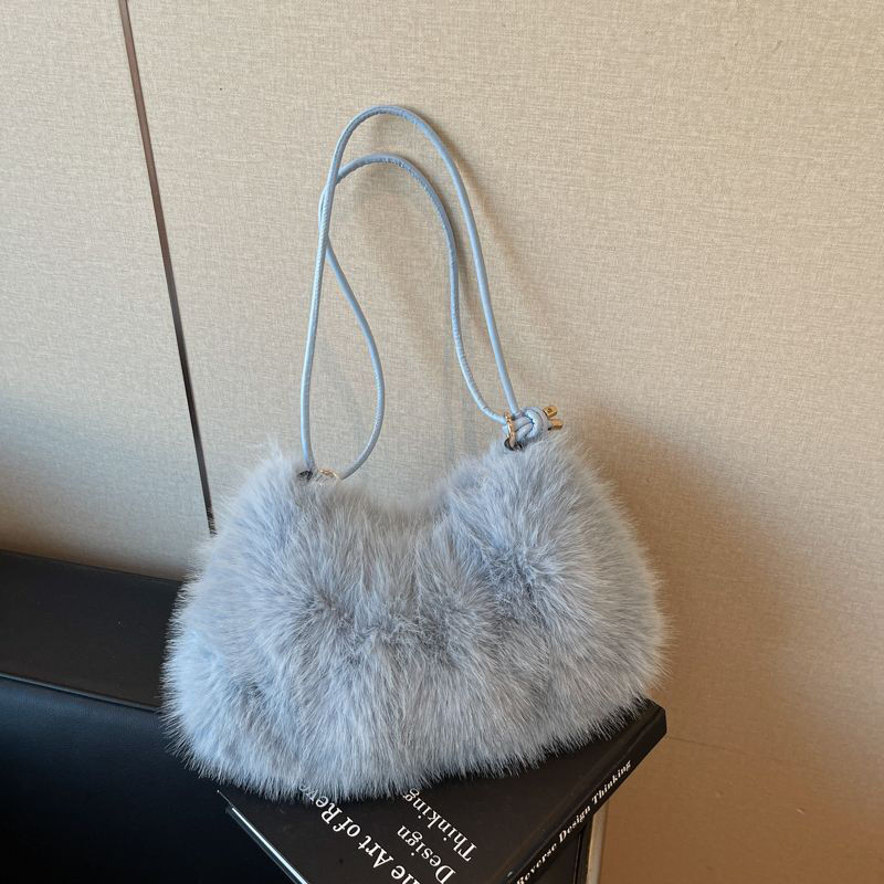 Thumbnail: Fashion Luxury Faux Fur Plush Shoulder Bag High-End Women's Tote Handbag for Sty