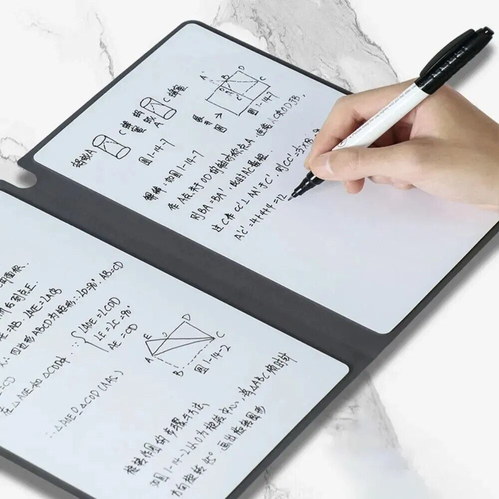 1 Pcs Reusable Whiteboard Notebook Set With Whiteboard Pen Erasing Cloth Leather