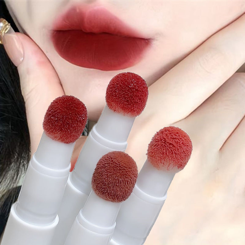 Korean Makeup Fluffy Velvet Soft Lip Glaze Liquid Lipstick Cream Matte Rose Red