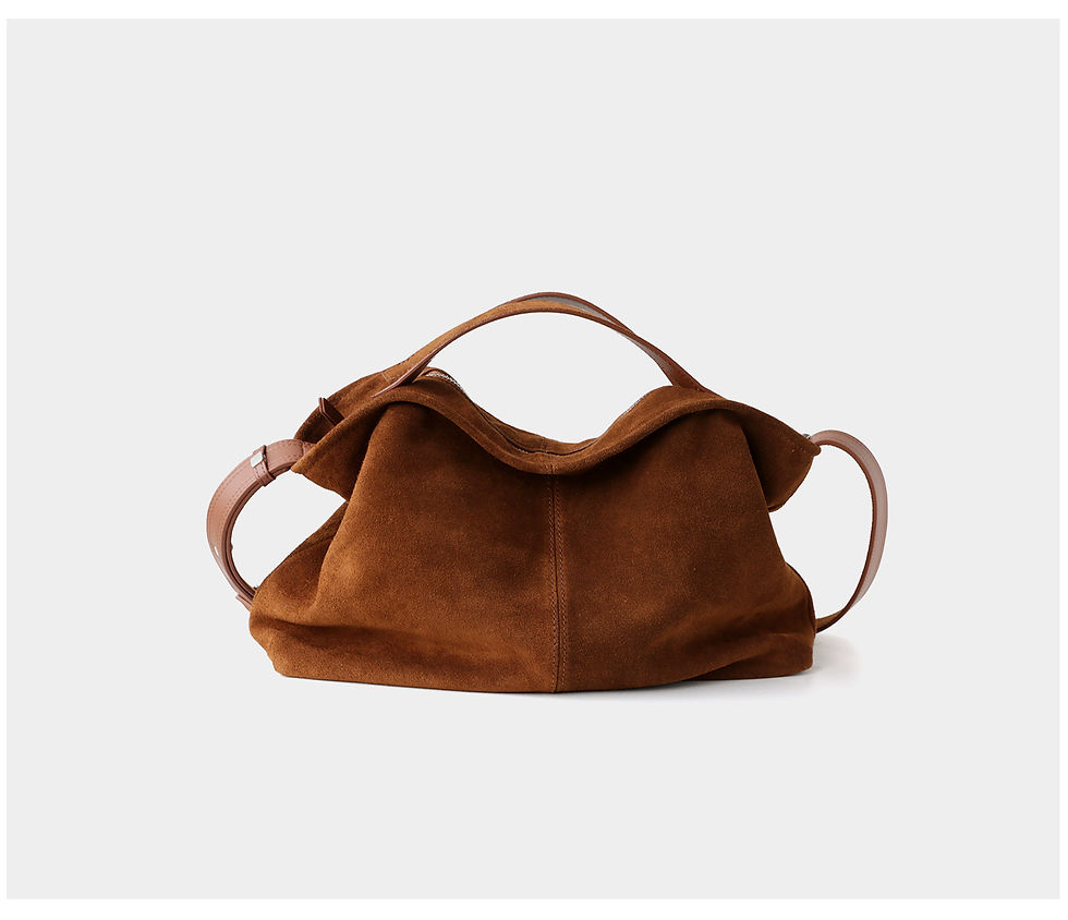 Thumbnail: Motingsome Natural Suede Leather Handbag Women Roomy Shoulder Handbag and Purse 