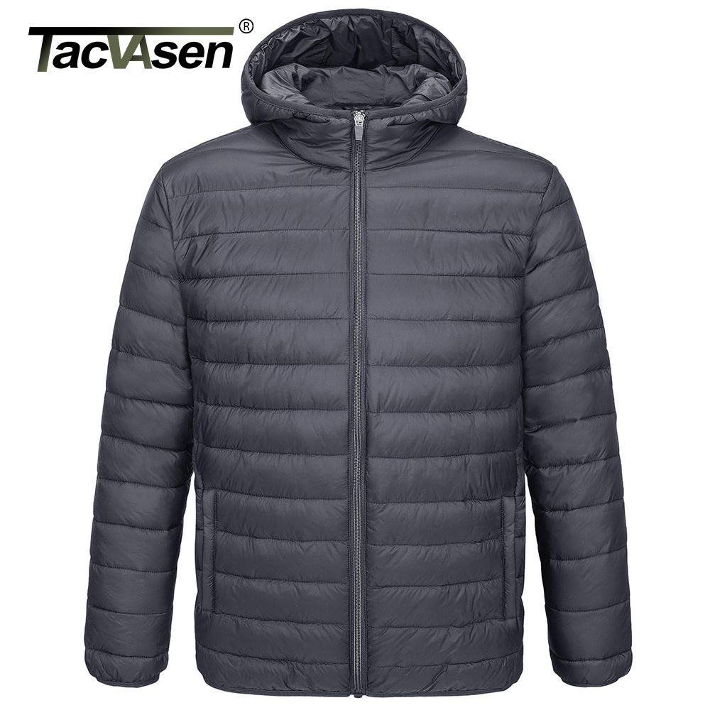 TACVASEN Men's Hooded Puffer Jacket Waterproof Quilted Warmth Coat Autumn Winter