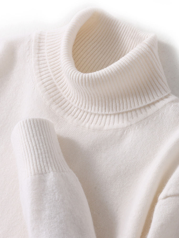 Thumbnail: LULU Men 100% Merino Wool Knitwear Turtleneck Wool Sweater Autumn Winter Long Sl