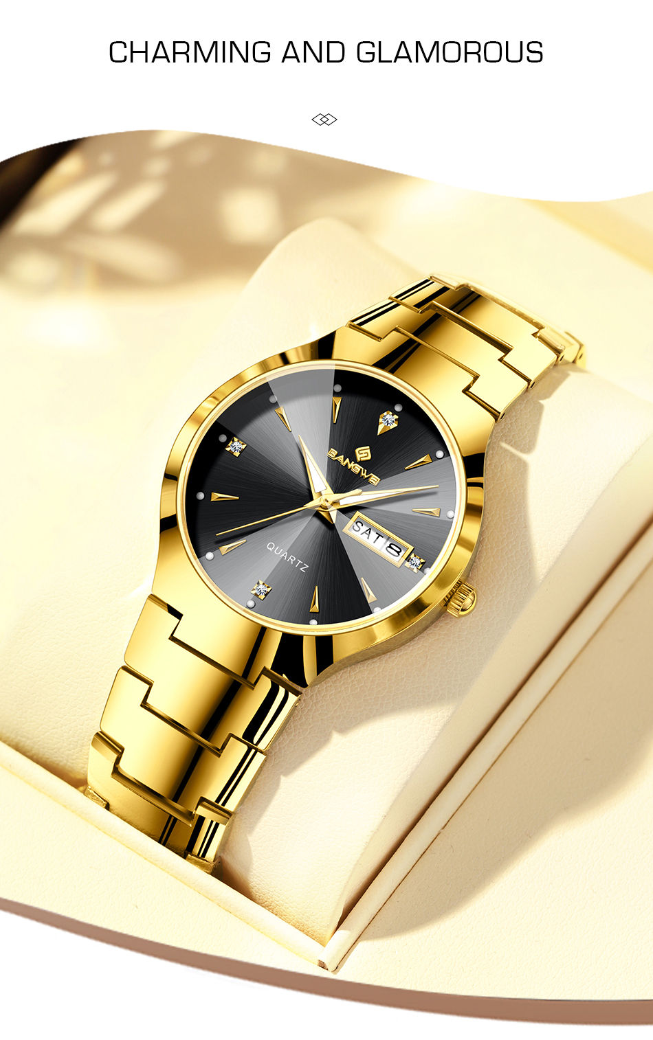 Thumbnail: BANGWEI New Ladies luminous Watch Fashion Simple Waterproof Sport Women Watch Go