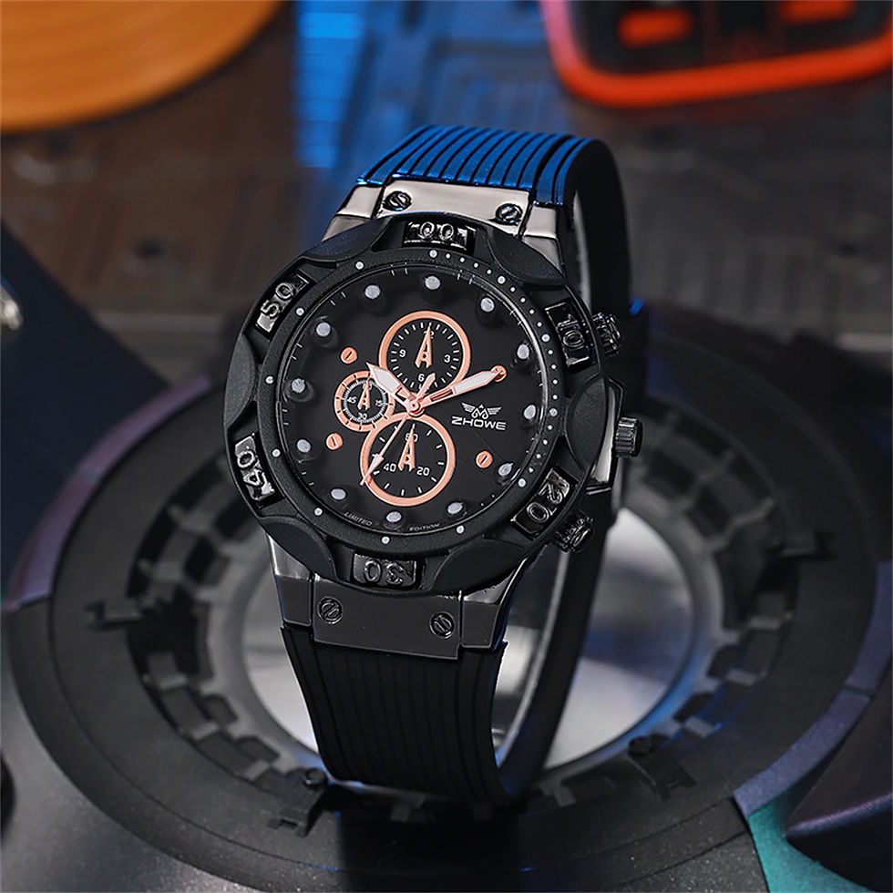 Thumbnail: Men's Sports Watches Fashionable 2025 New Triple Bezel Design Quartz Watch Brown