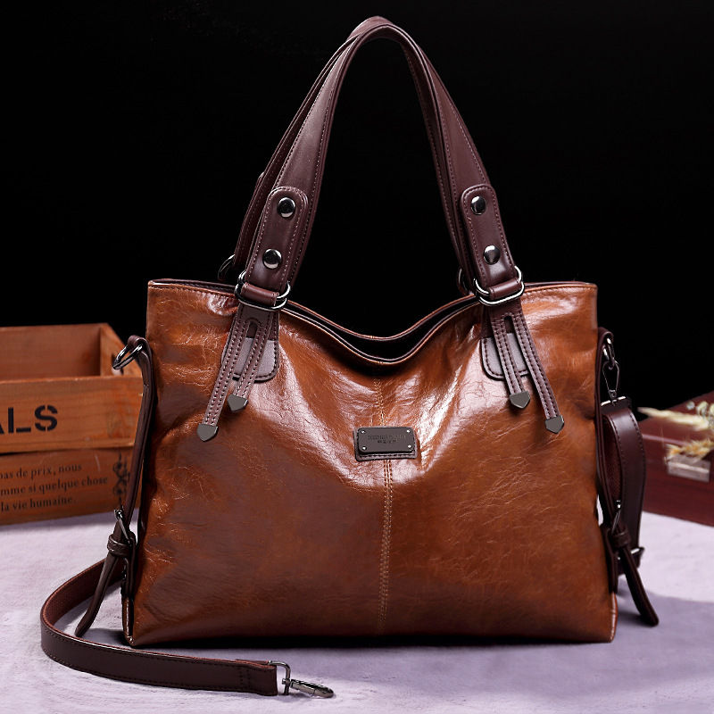 Annmouler New Design Women Handbags Pu Leather Tote Bag Vintage Soft Shoulder Ba