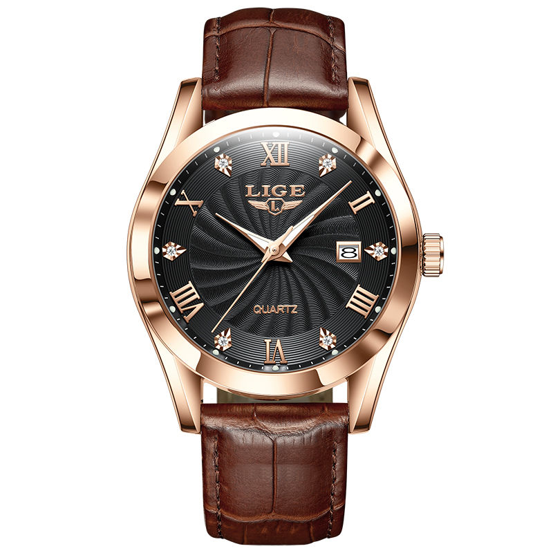 Thumbnail: LIGE Women Watch Fashion Leather Military Sport Waterproof Watches For Women Top