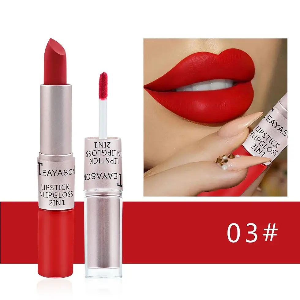 Thumbnail: 1PC Pink Lipstick Sexy Lip Gloss 2 in 1 Lip Tint Waterproof Long -Lasting Moistu