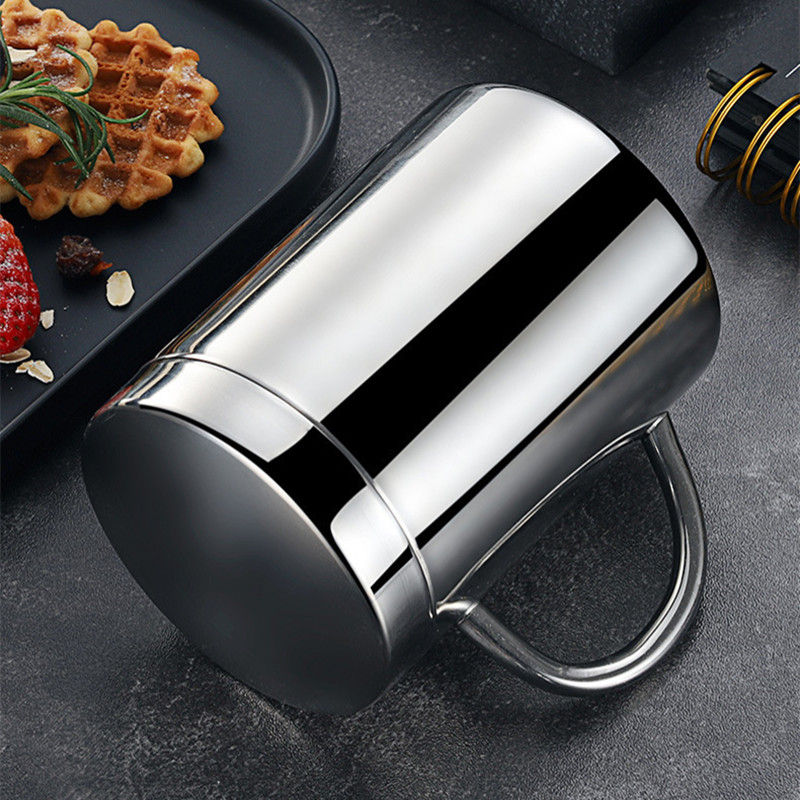 Thumbnail: 304 Stainless Steel Mug Cup Double Layer Anti-scalding With Lip Thermos Cup Coff