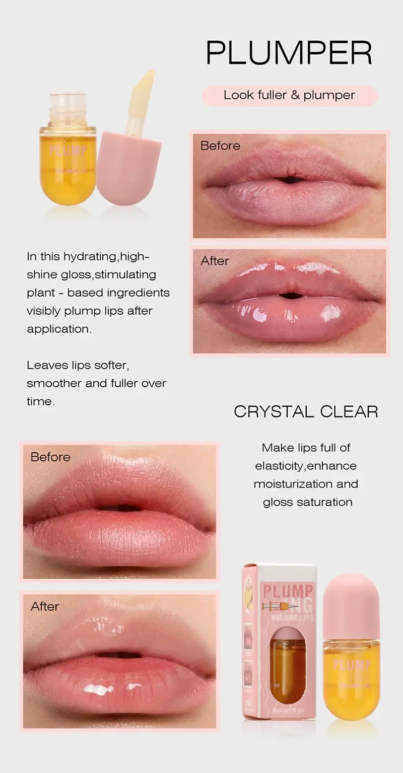 Thumbnail: Long Lasting Lip Plumper Oil Instant Volumising Enhancer Lip Serum Collagen Lips