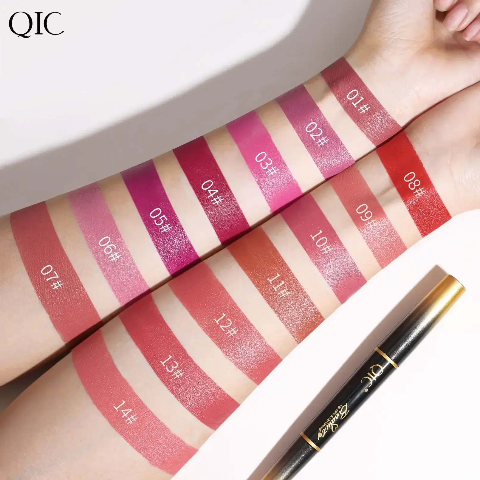 QIC Double Ended Matte Lipstick & Lip Liner Nude 2 in 1 Lipliner Pencil Makeup L