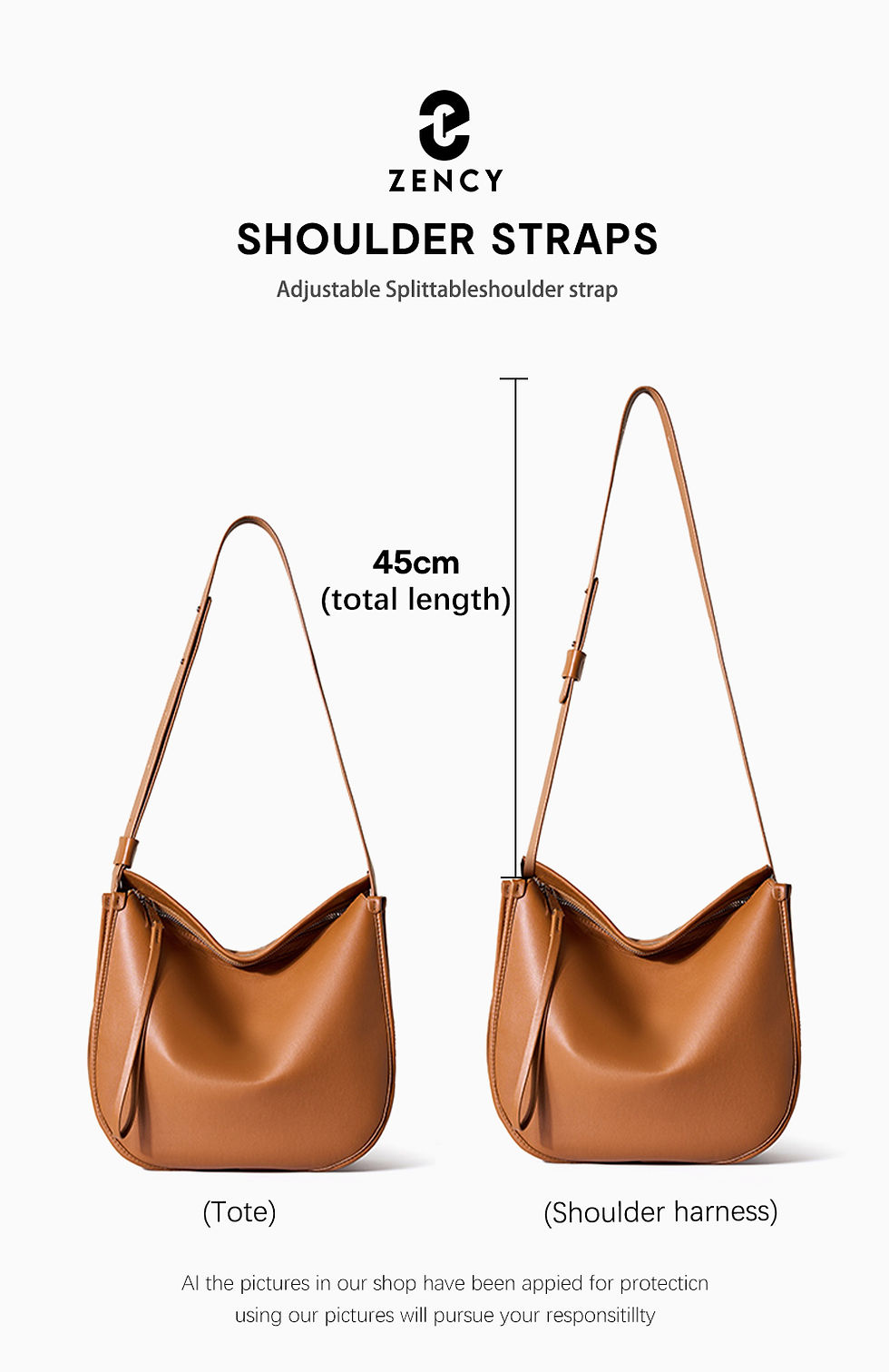 Thumbnail: Zency Women's Simple Fashion Designer Messenger Bag Genuine Leather Shoulder Han