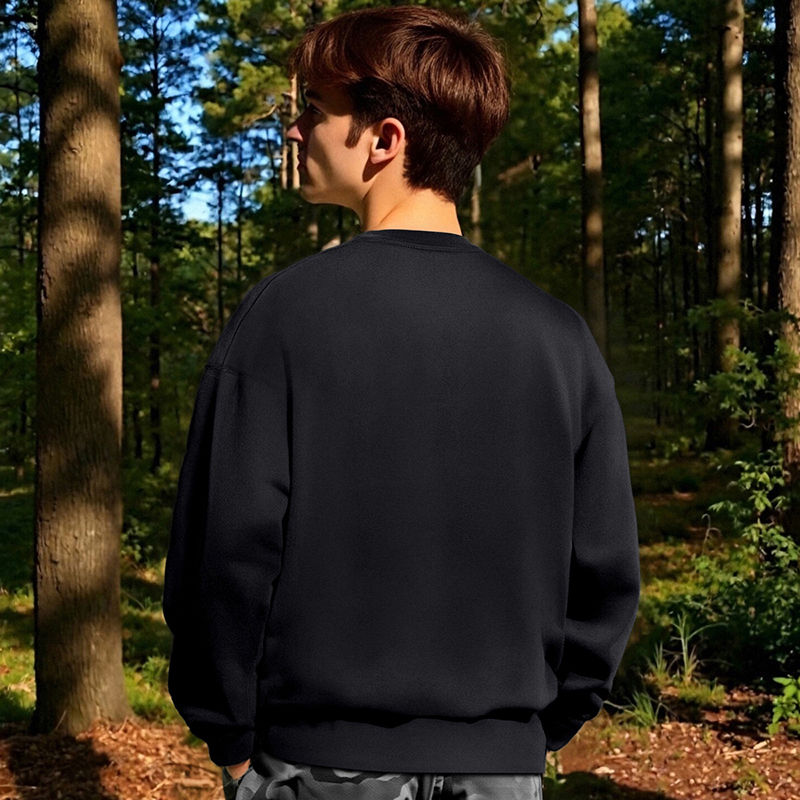 Thumbnail: Long Sleeve T-shirts Men's Sweatshirt Autumn Solid Color Crew Neck Casual Tops M