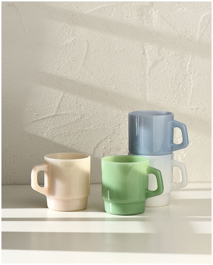 Thumbnail: INS jade color glass retro mug coffee cup medieval feng shui cup simple jade hig