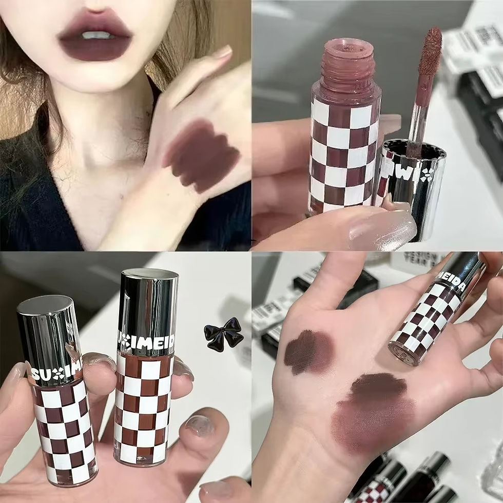 Thumbnail: 6 Color Punk Dark Red Lip Gloss Matte Lipstick Lasting Waterproof Smoky Dark Nud