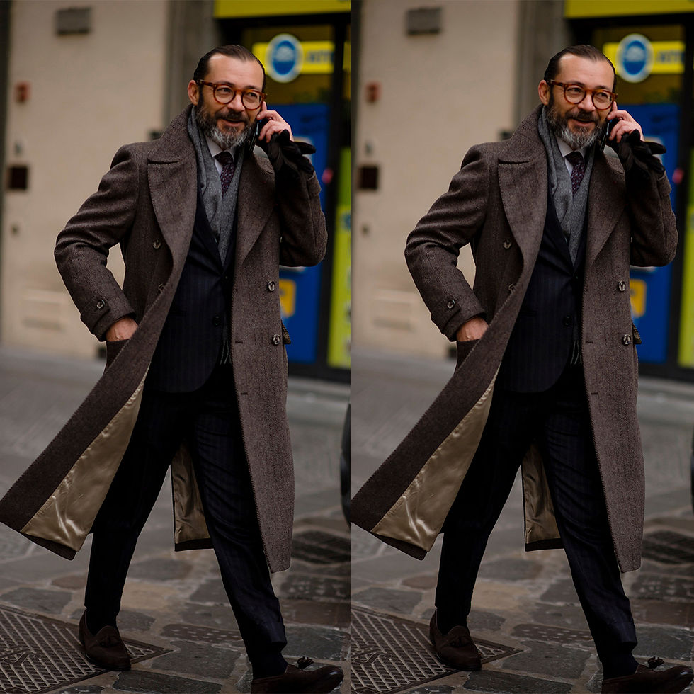 Thumbnail: Handsome Men Long Coat Overcoat Line Double Breasted Warm Woolen Blend Business 