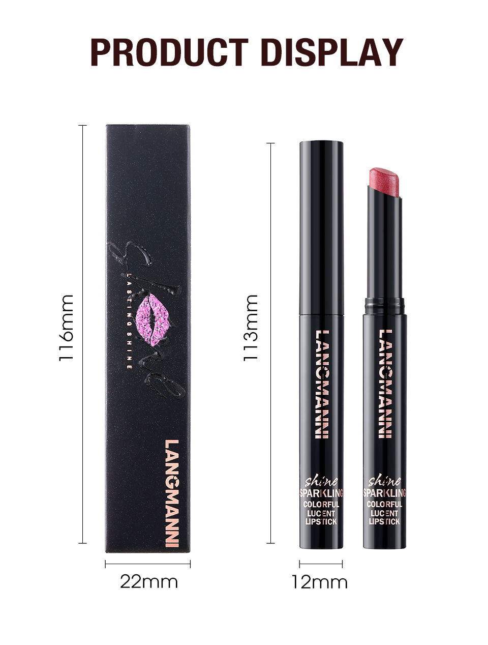 Thumbnail: Diamond Pearlescent Lipstick Waterproof Long Lasting Non-stick Cup Matte Velvet 