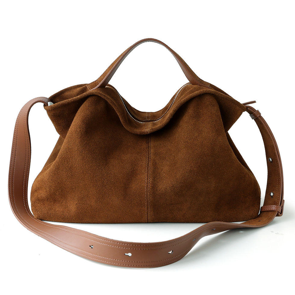 Thumbnail: Motingsome Natural Suede Leather Handbag Women Roomy Shoulder Handbag and Purse 