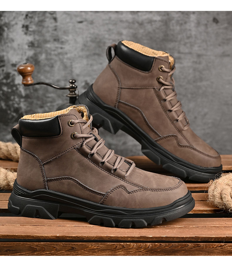 Thumbnail: Men's High Top Shoes for Autumn and Winter Comfortable and Simple Design Daily O