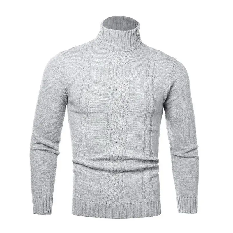 Thumbnail: 2025 Men's Warm Sweater Long Sleeve Turtleneck Sweater Retro Knitted  Pullover S