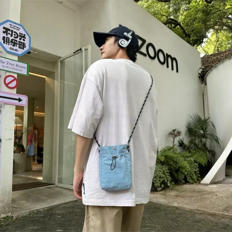 Thumbnail: Korean Mini Nylon Shoulder Bag for Men Women Chic Crossbody Bucket Bag Casual Sm