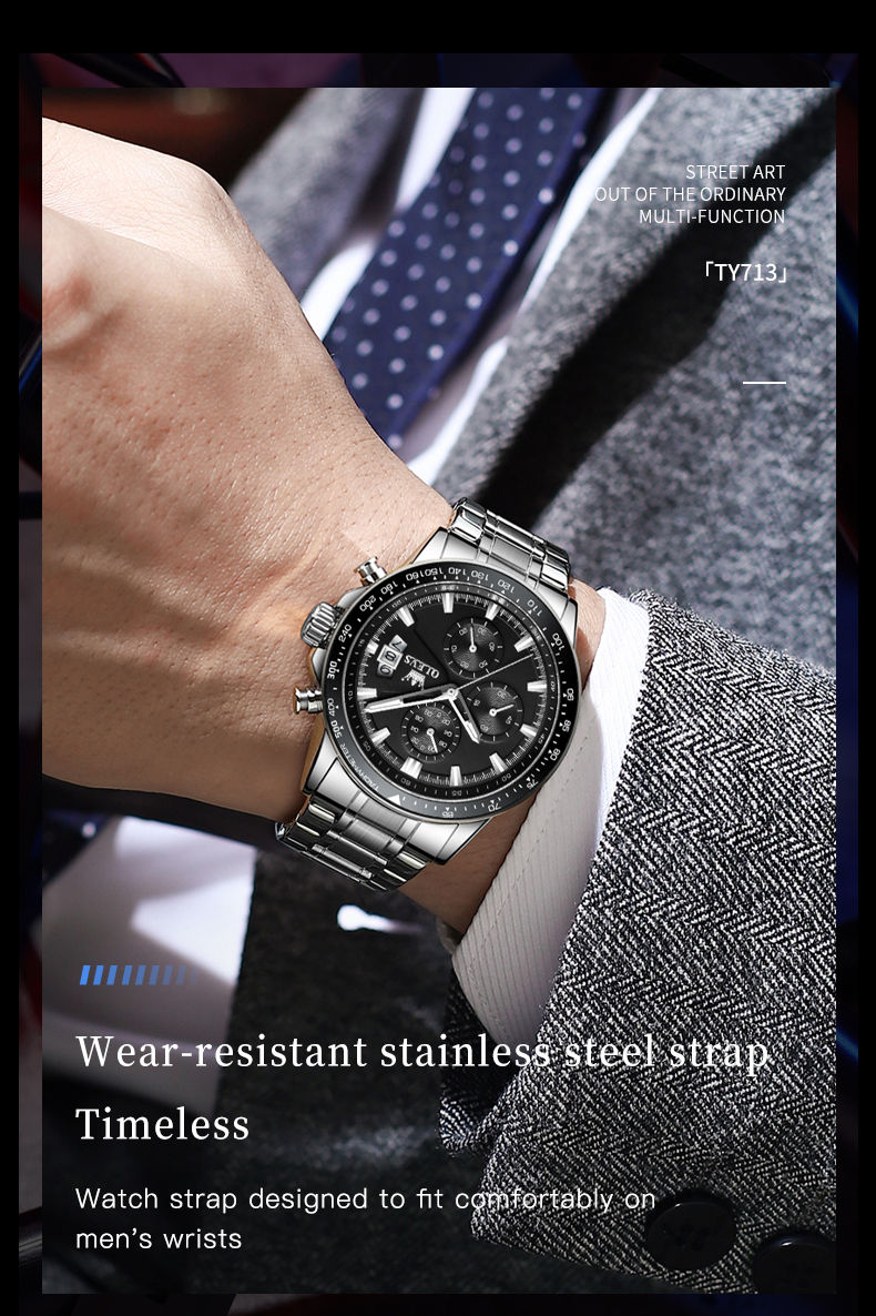 Thumbnail: OLEVS TY705 Men Watch Luxury Waterproof Luminous Quartz Watch Multi functional T