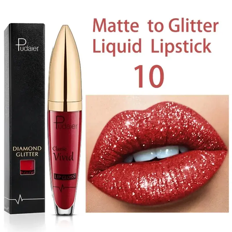 Thumbnail: Matte Glitter Liquid Lipsticks Diamond Shiny Lip Gloss Waterproof Long Lasting P