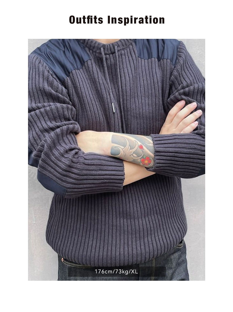 Thumbnail: Maden Vertical Stripe Sweater O-Neck Slim Fit Men’s Retro Knitted Pullover Pat