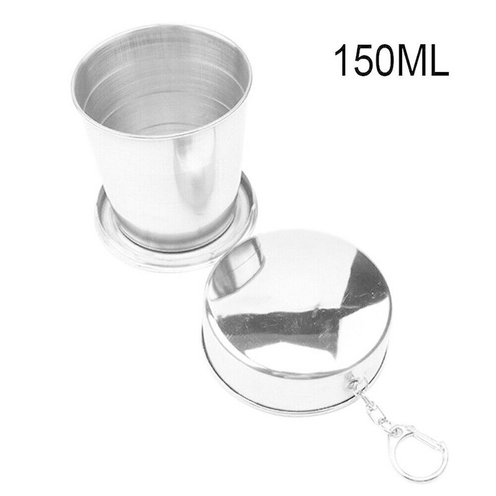 Thumbnail: New Stainless Steel Folding Cup Portable Telescopic Mug Coffee Handcup Outdoor T