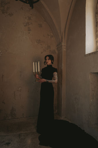 Black Velvet, Vintage Inspired Dark Romantic Gothic Gown.