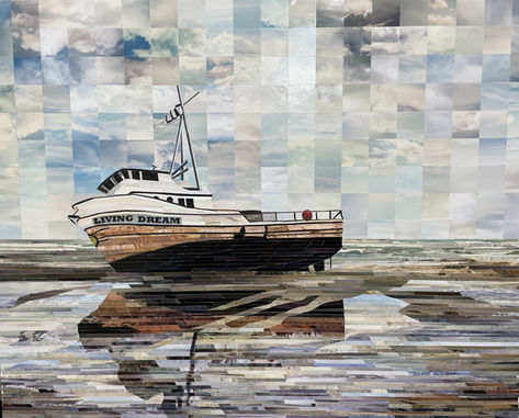 Fishing boat aground on the beach