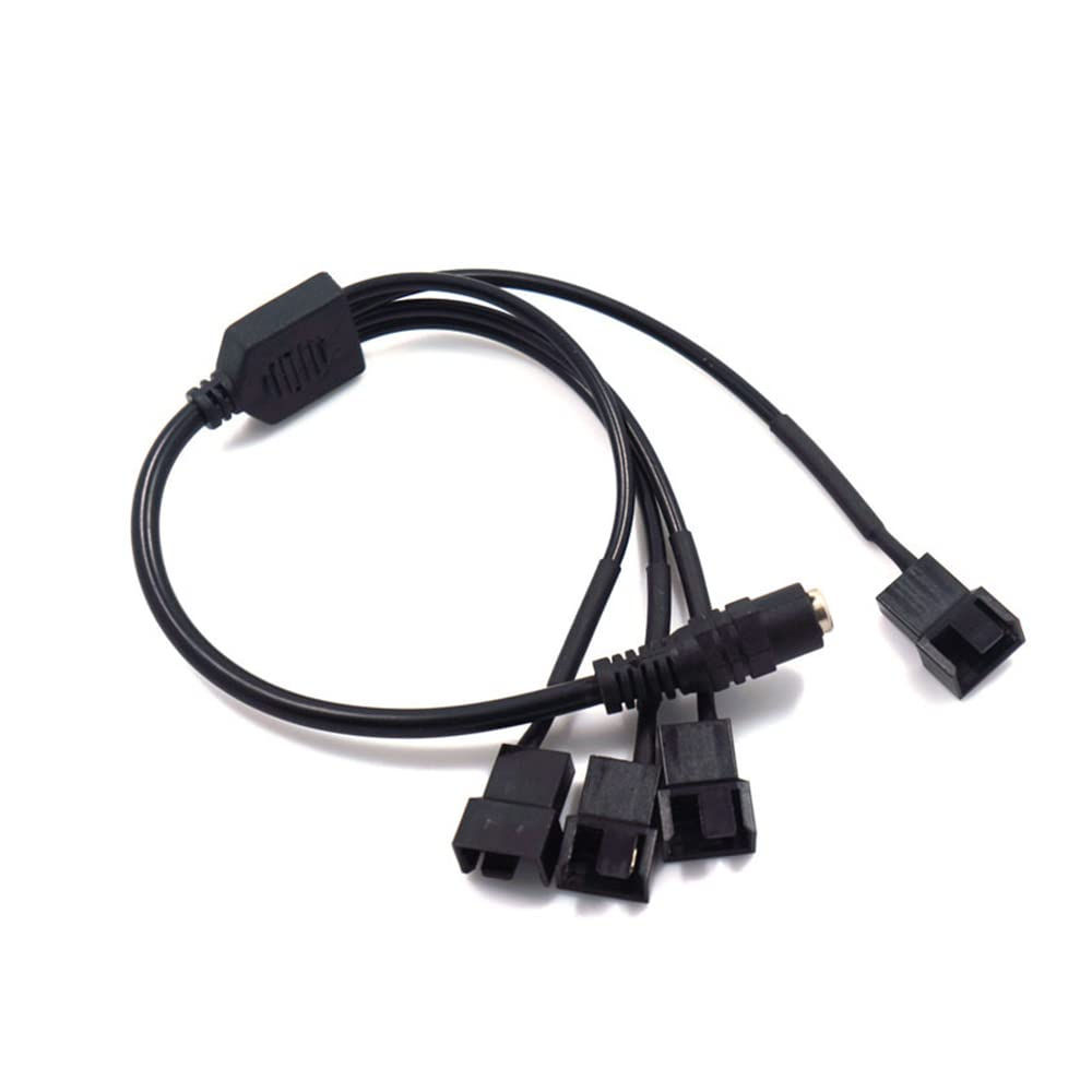 DC Power Supply Plug to Four 4-Pin 3-Pin PC Fan Power Adapter Cable 13.8inch
