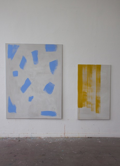 Franziska Beilfuß, two works in the studio from her Oszillation series