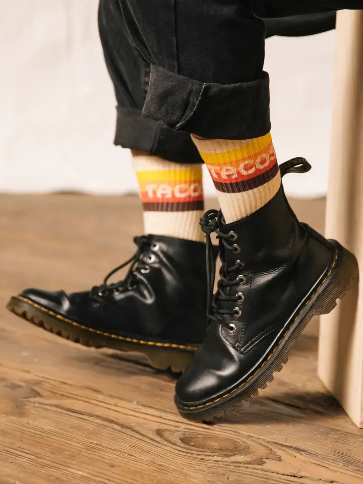Taco Van Striped Western Comfy Crew Socks