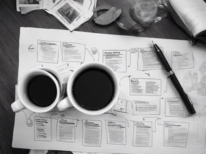 Black and White Coffee Cups and Content Plan Document