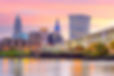 View of downtown Cleveland skyline in Oh