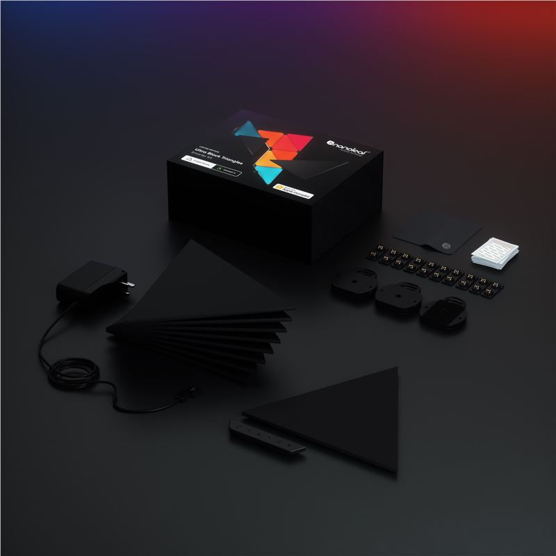 Miniatură: Kit de pornire Nanoleaf Shapes Black Triangles, set de 9 bucăți