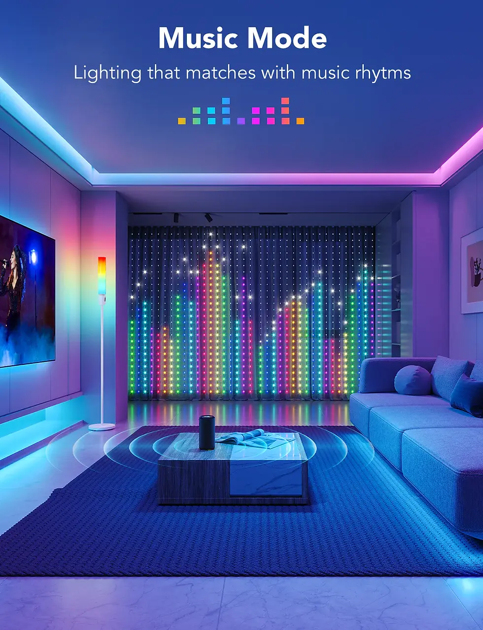 Indexkép: Perdea cu lumini LED Smart Govee H70B1 Curtain Lights, RGBIC, 520 LED-uri, IP65,