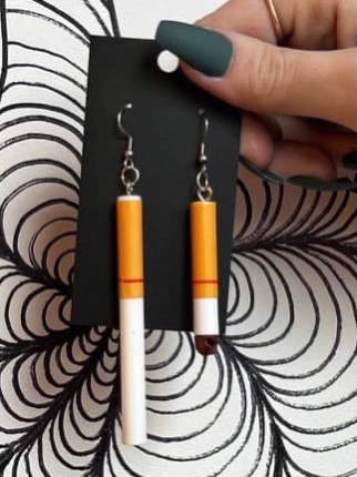 Funny Women Cigarette Butts Pendant Hook Dangle Earrings Party Jewelry Gift-1#