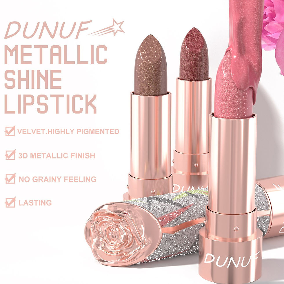 Thumbnail: 7-Color Metallic Glitter Lipstick Set - Pearl Shimmer & Radiant Shine