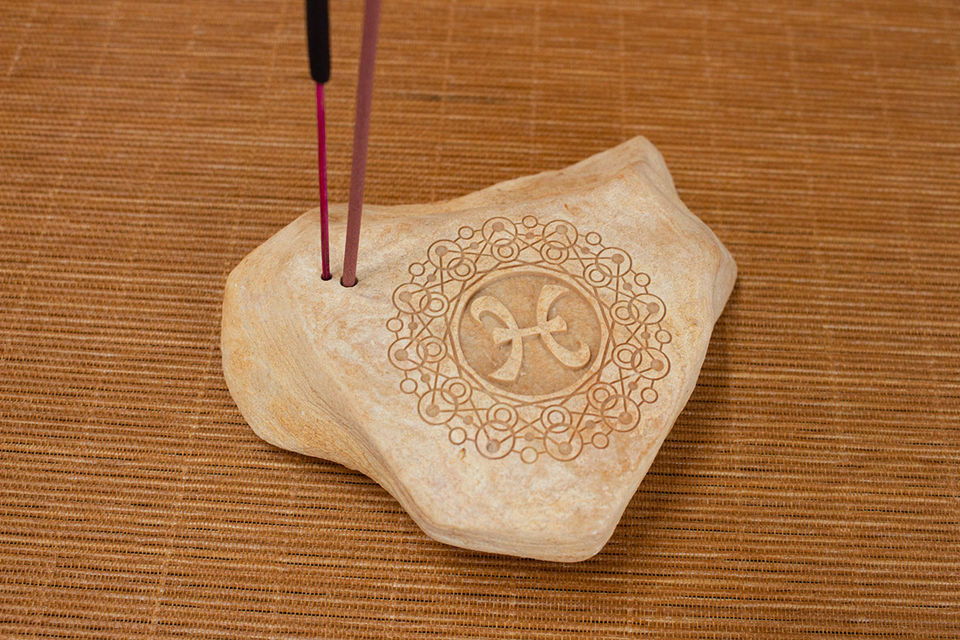 Engraved Jerusalem stone incense holder