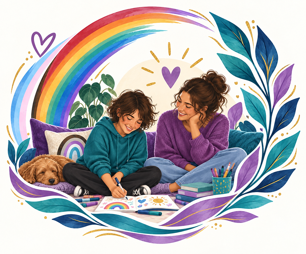 A warm, colorful therapy space welcoming children and teens, representing Heartbeat Therapy's affirming therapy for kids and adolescents in Concord, NC