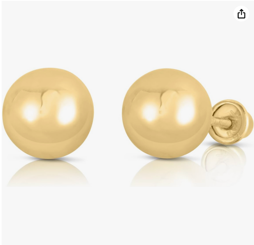 Aretes de Bola Oro 14 Kilates