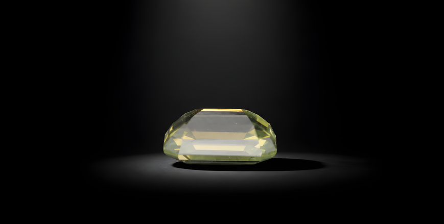 3.066 ct certified natural greenish-yellow chrysoberyl, GLA report 63614-1