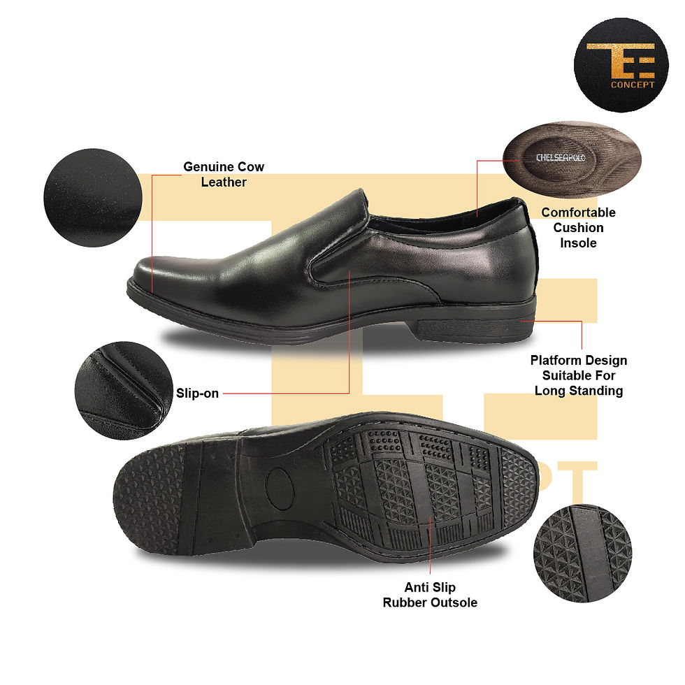 Thumbnail: Men Formal Pu Leather Black Working Shoes/Kasut Pejabat Lelaki/Kasut Hitam Kulit