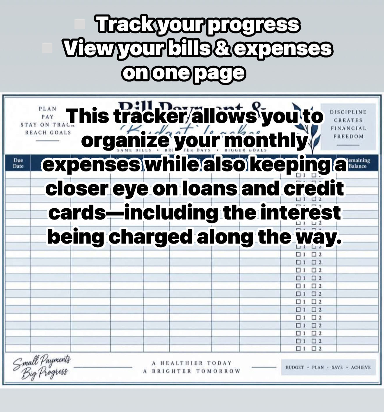 The Bill Pay & Debt Tracker PDF Blue