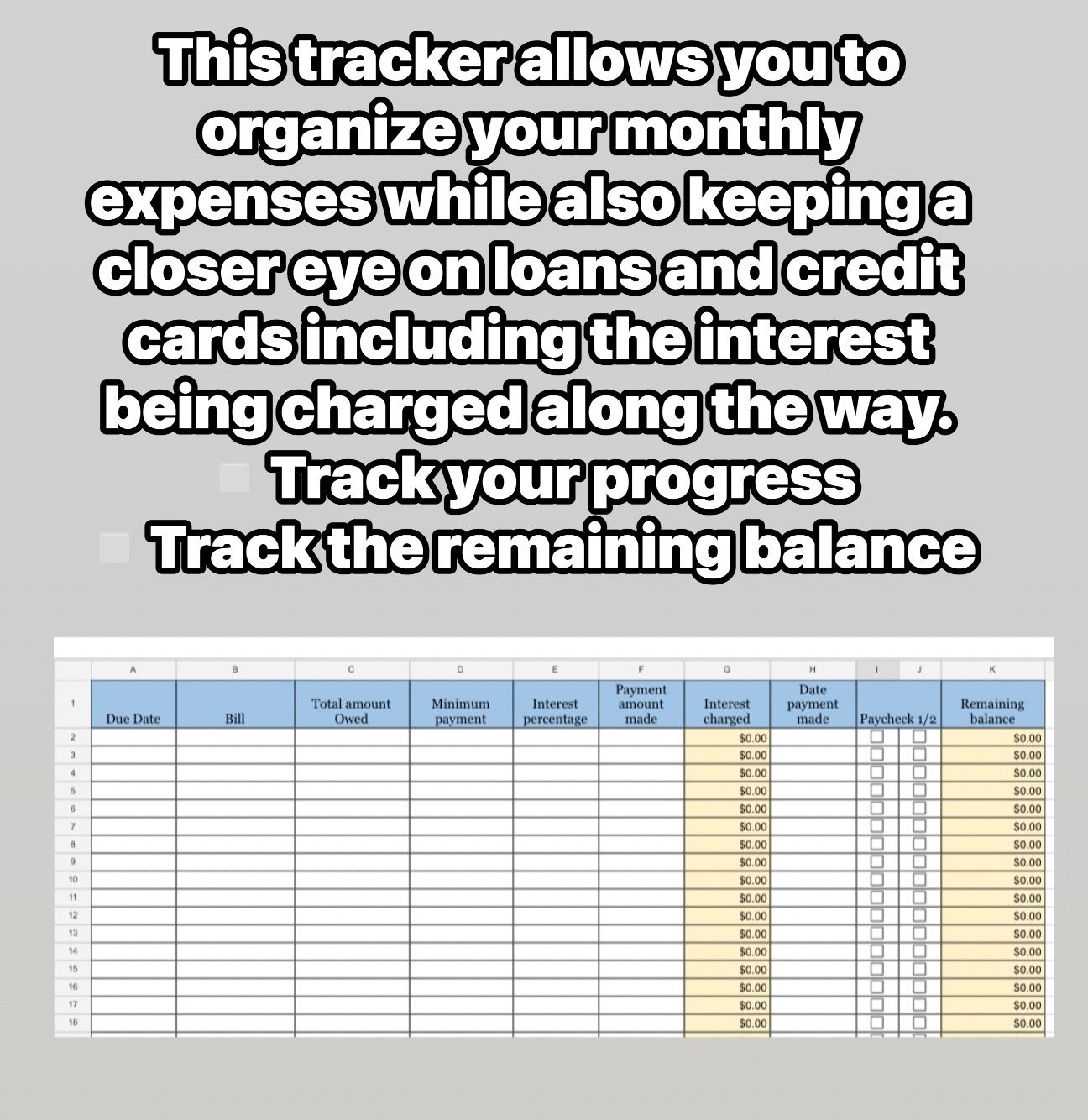 The Bill Pay & Debt Tracker Google Sheets Formula